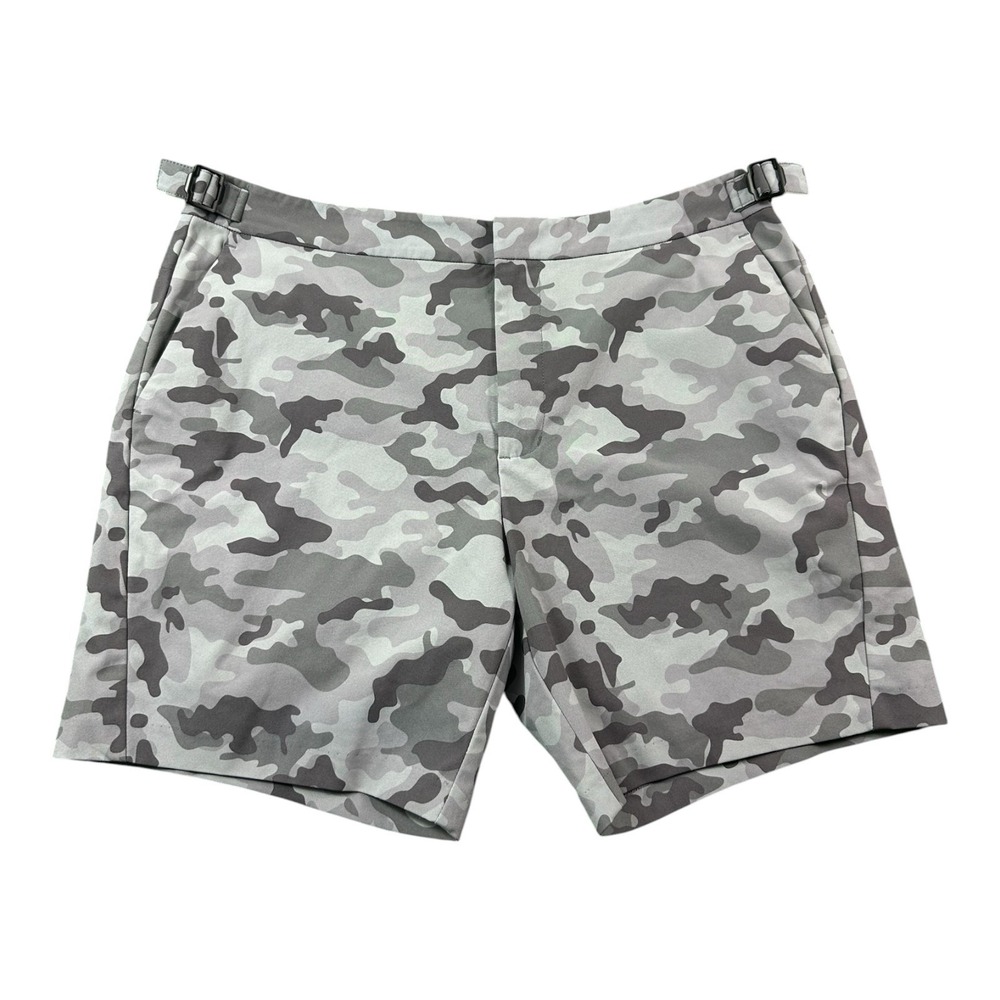 G/FORE Gray Camo Performance Mens Adjustable Side Tab Golf Short Size 34